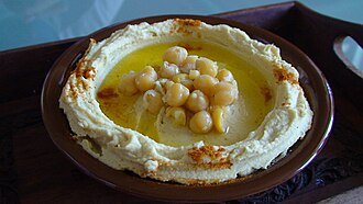 Hummus finished with olive oil